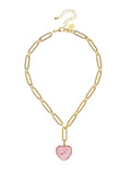 Monroe Heart Necklace in Rose Quartz