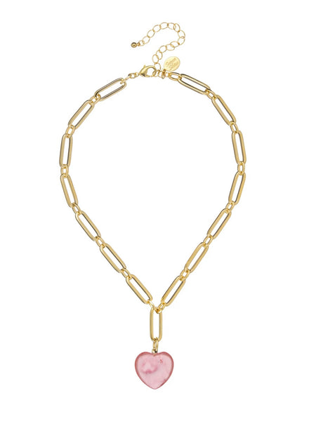 Monroe Heart Necklace in Rose Quartz