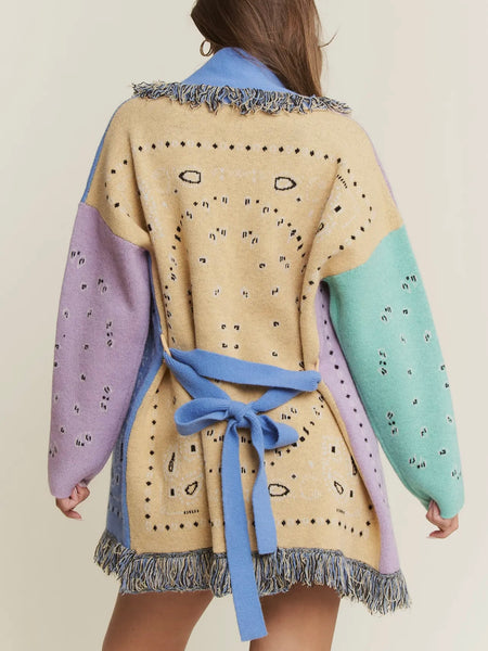 Paisley Party Cardigan in Lavender Combo