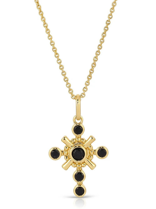 Gothic Cross Necklace in Black Onyx