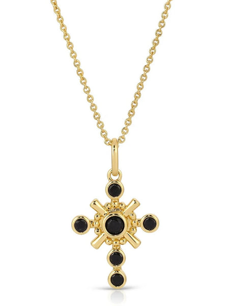 Gothic Cross Necklace in Black Onyx