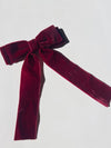 Classic Velvet Hair Bow Barrette in Red