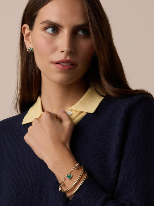 Campbell Heart Charm Bracelet in Green