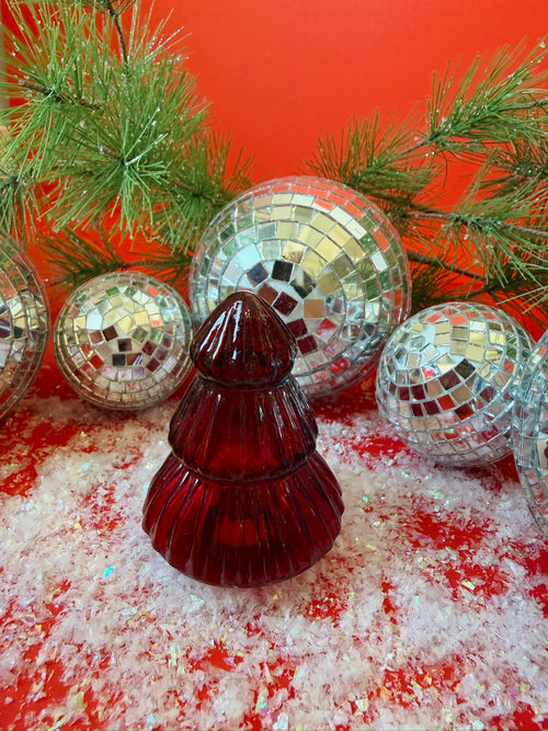 Mini Mercury Glass Tree in Red
