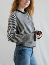 Piper Cardigan in Charcoal Stripe