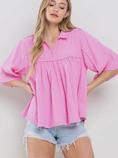 Pink Good Thoughts Top in Bright Pink