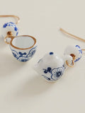 Teapot Earrings in Blue