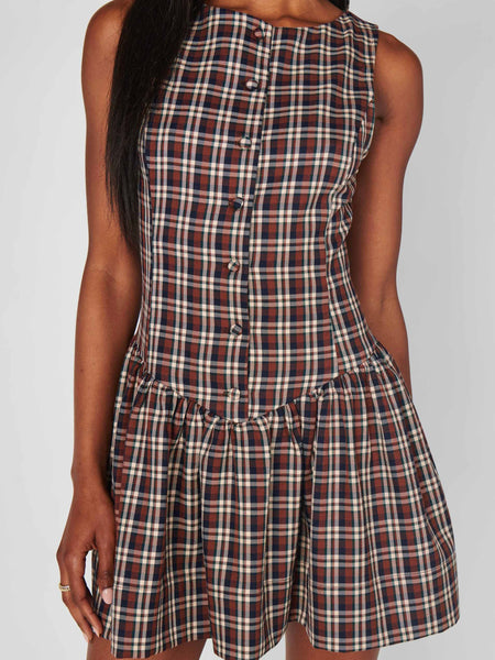 Meester Mini Dress in Saddle Plaid