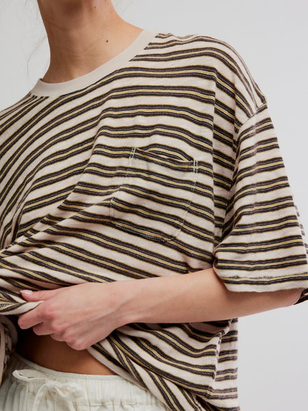 All Love Stripe Pocket Tee in Tea Combo