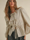 Tied & True Blouse in Beige