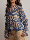 Floral Crochet Sweater in Blue