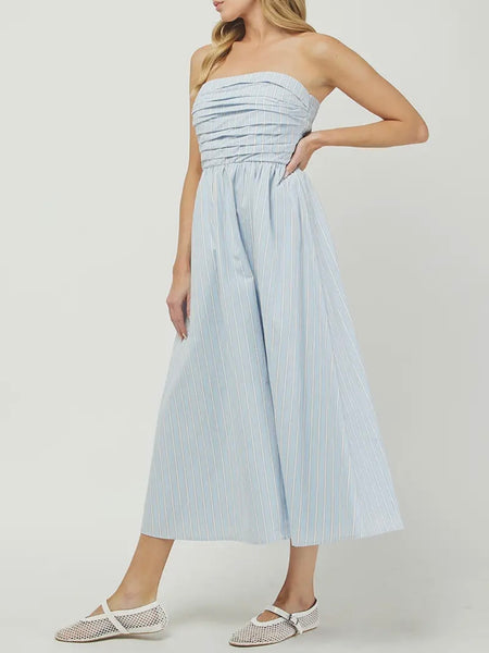 Sandy Strapless Dress in Sky