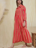 This Stripe, That Stripe Dress in Red & Taupe