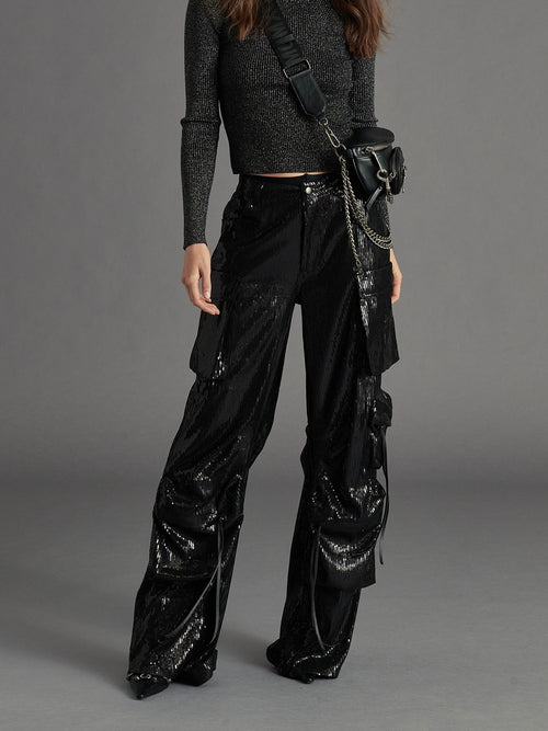 Duo Sequin Pant in Black