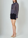 Dot To The Top Blouse in Navy & Blush