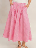 Stay Striped Maxi Skirt in Pink