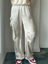 Cool in Cargo Satin Pants in Ivory