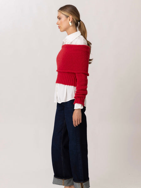 Madex Off The Shoulder Sweater in Red