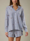 Embroidered Flag Button Down in Navy & White