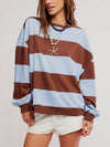 Classic Striped Oversized Crew in Periwinkle Combo