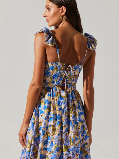 Wedelia Floral Dress in Yellow Blue Floral