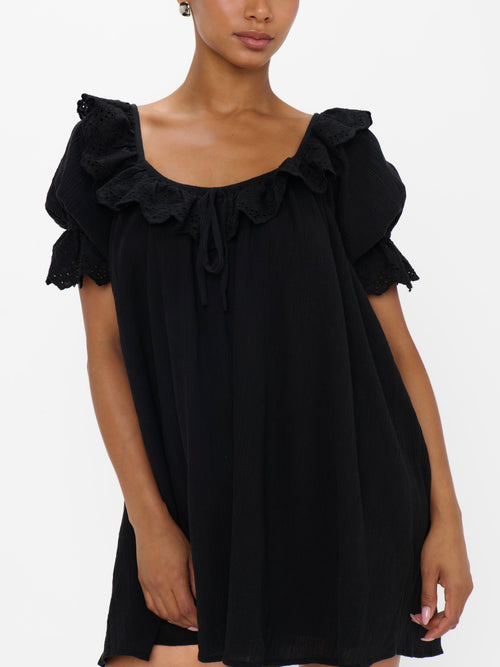 Toulouse Dress in Black Voile
