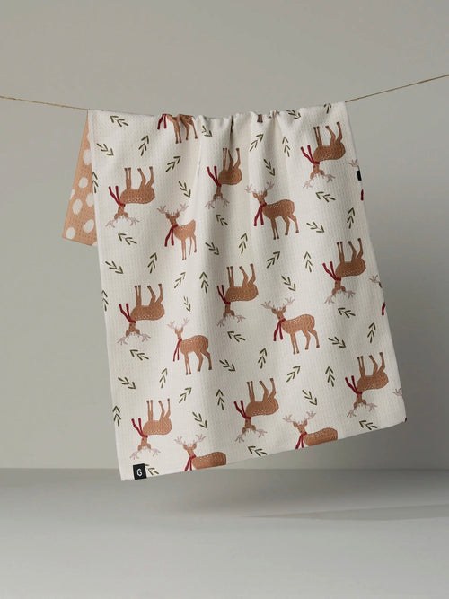Winter Reindeer Luxe Kitchen Towel