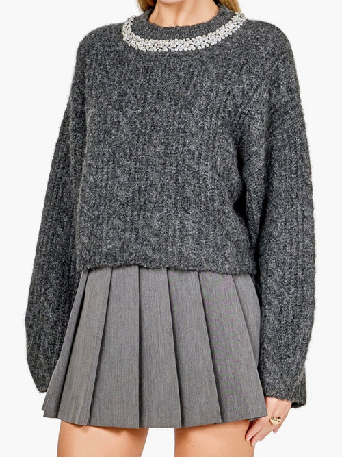 You Are The Statement Sweater in Charcoal