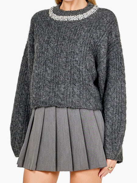 You Are The Statement Sweater in Charcoal