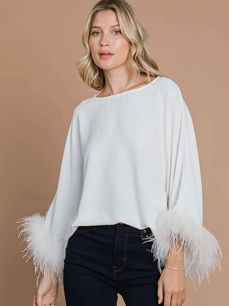 Ruffle Your Feathers Top in White
