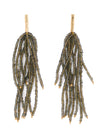 Marissa Bead Fringe Earrings in Olive