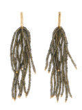 Marissa Bead Fringe Earrings in Olive
