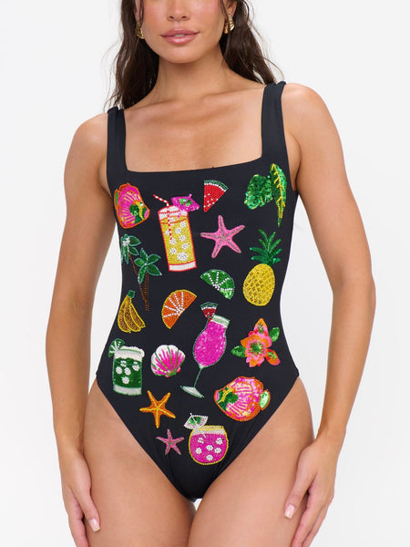 Italia One Piece in Vacay Cocktails Embellishment