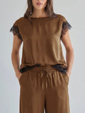 City Chic Satin Set in Mocha