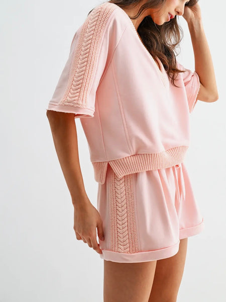 Tried & Trimmed Short Set in Pink