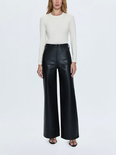 Lana Faux Leather Trouser in Slate Black