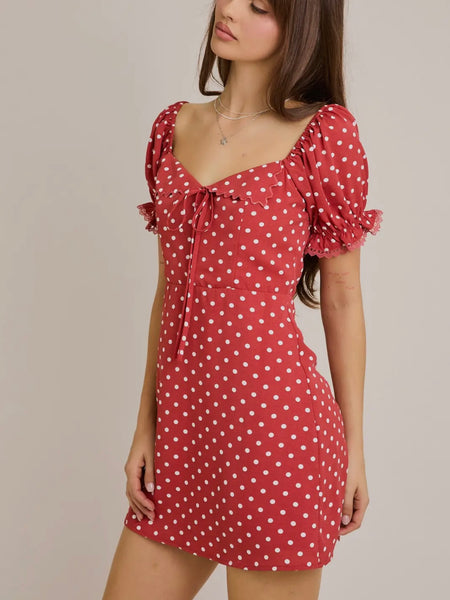 Pretty In Polka Dots Dress in Red