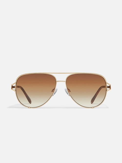 High Key Twist Sunnies in Brushed Gold & Sepia