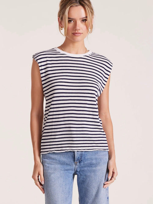 Crewneck Tank in Navy Stripe