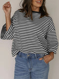 Back Story Stripe Tee in Black