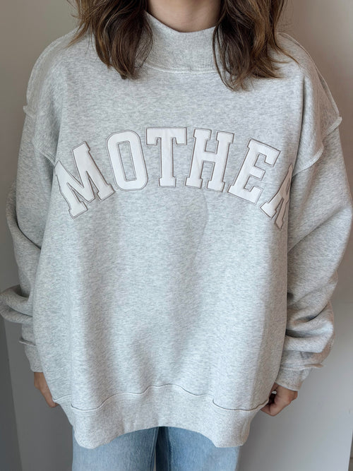 MOTHER Mock Neck Sweatshirt in Grey