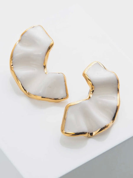 Abstract Shell Earrings in Silver