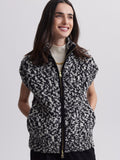 Sandy Zip Through Knit Gilet in Snow White Black Fleck