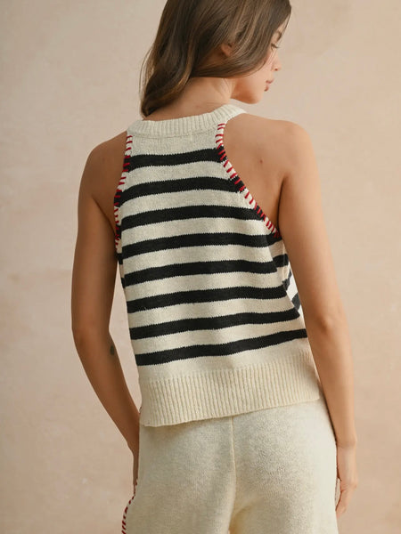 Take Me Out Stitch Tank in Navy Stripe