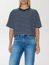 Mae Cropped Tee in Navy Stripe