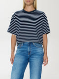 Mae Cropped Tee in Navy Stripe