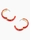 Noel Enamel Shimmer Hoops in Red