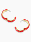 Noel Enamel Shimmer Hoops in Red