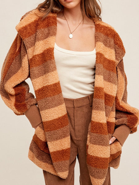 She's Printed Fuzzy Wuzzy in Rust Stripe One Size