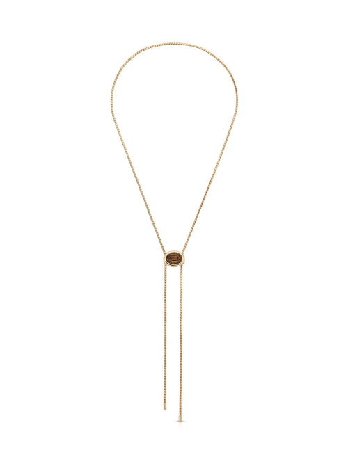 Crystal Bezel Bolo Necklace in Smokey Quartz Crystal